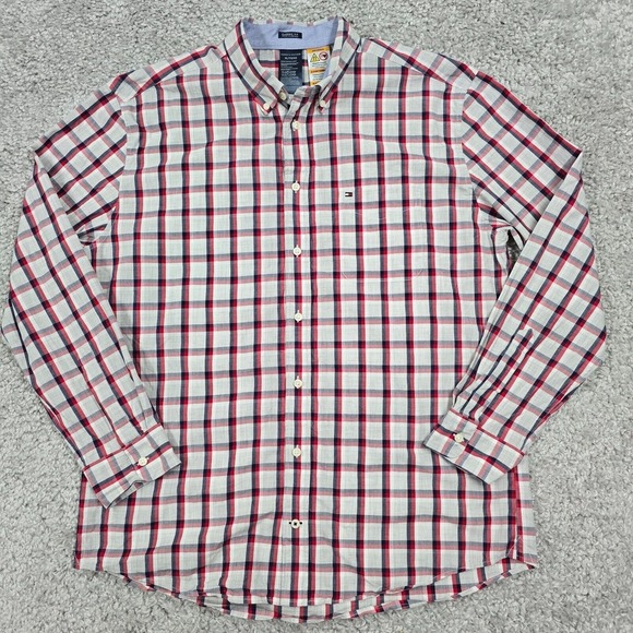 Tommy Hilfiger Shirt Mens XL *Lot of‎ 2* Red Blue Magnetic Buttons Long Sleeve - Picture 2 of 11